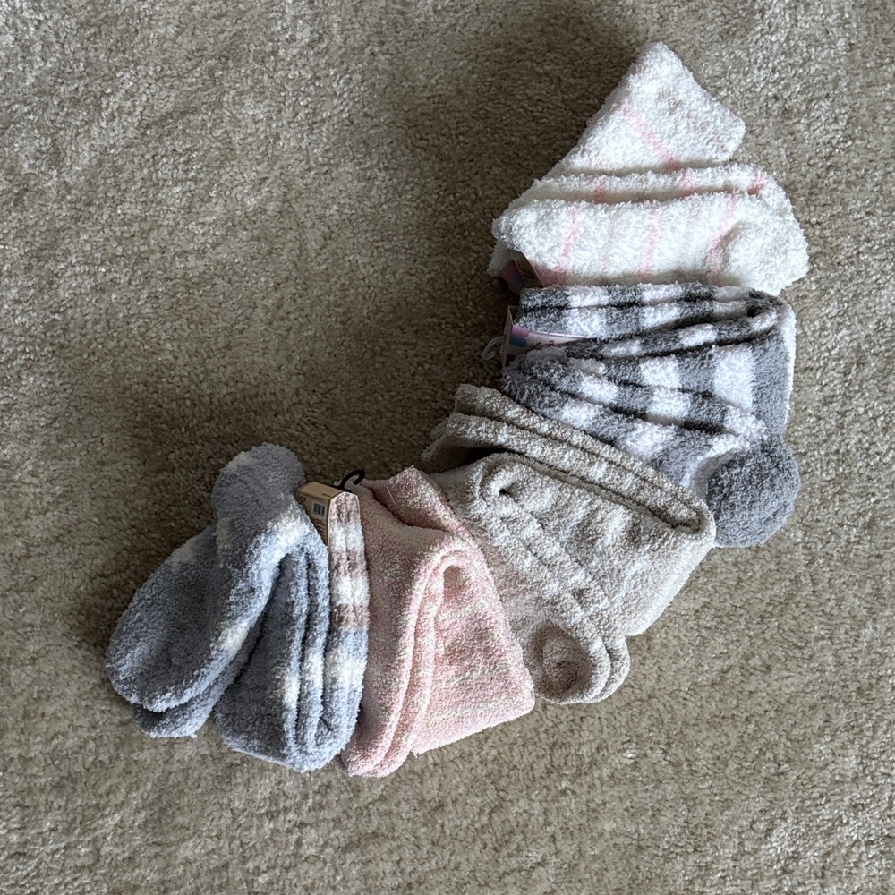 Pastel Fuzzy Knee High Socks Set